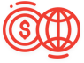 Globe with dollar sign icon