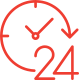 white clock with an arrow pointing downward next to the number